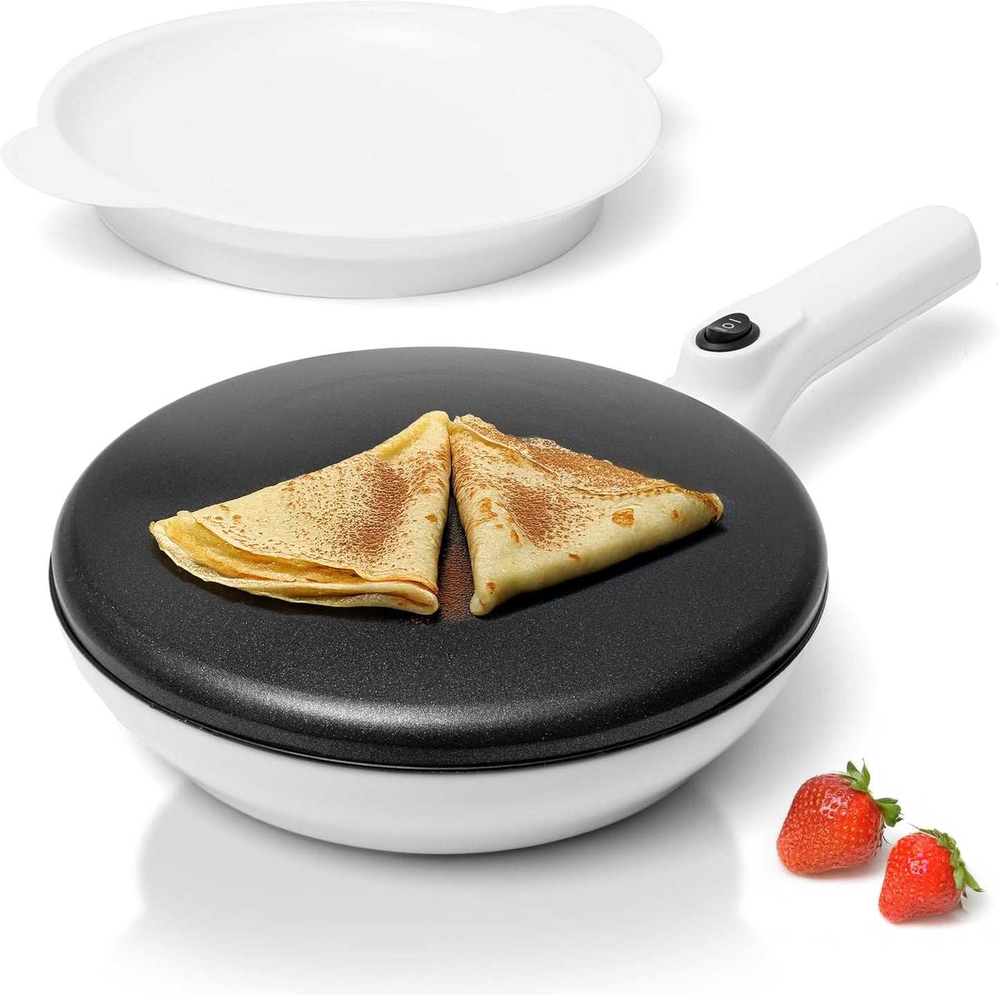 Moss & Stone 12” Electric Crepe Maker Machine, Griddle Nonstick Crepe Pan | Adjustable temperature, quick heat-up, even heating, non-slip feet, spreader & spatula included, for pancakes & tortillas