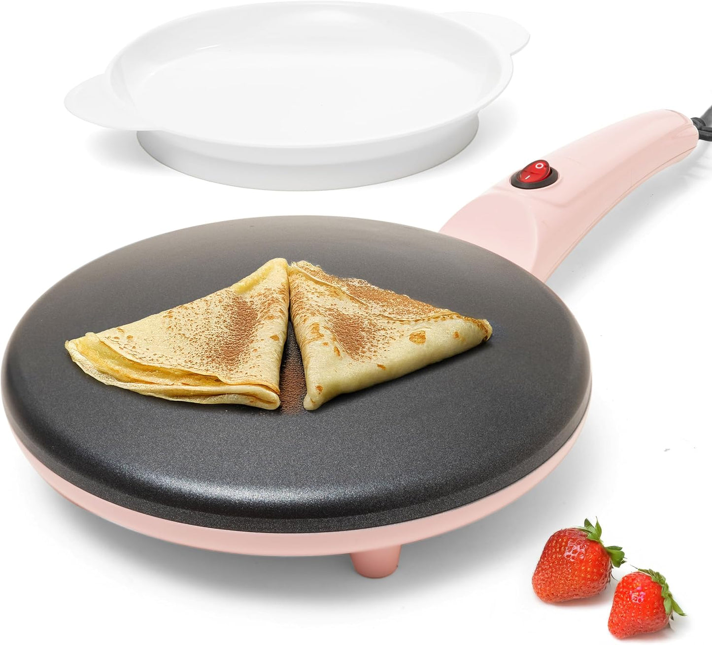 Moss & Stone 12” Electric Crepe Maker Machine, Griddle Nonstick Crepe Pan | Adjustable temperature, quick heat-up, even heating, non-slip feet, spreader & spatula included, for pancakes & tortillas