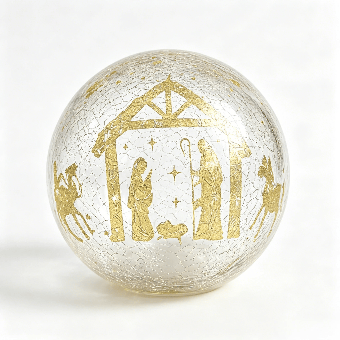 ✝️Light-up cracked glass ball with Jesus and reindeer design🫎