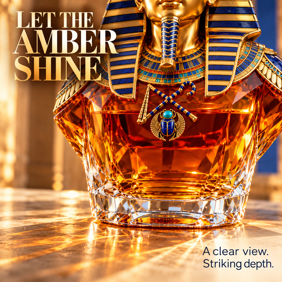 👑 Tutankhamun’s Legacy Whiskey Decanter — Blue & Gold Limited Custom Edition
