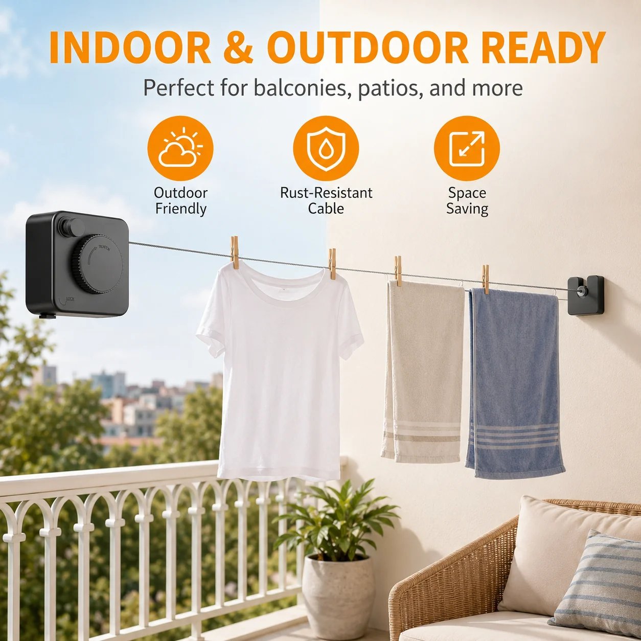 ✨Retractable Stainless Steel Clothesline – Dry More, Save Space