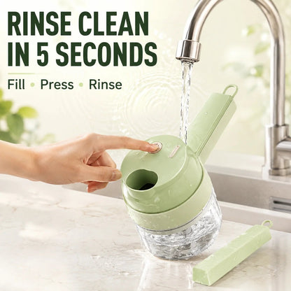 🧄 4-in-1 Handheld Electric Chopper: Slice, Mince, Peel & Auto-Clean!