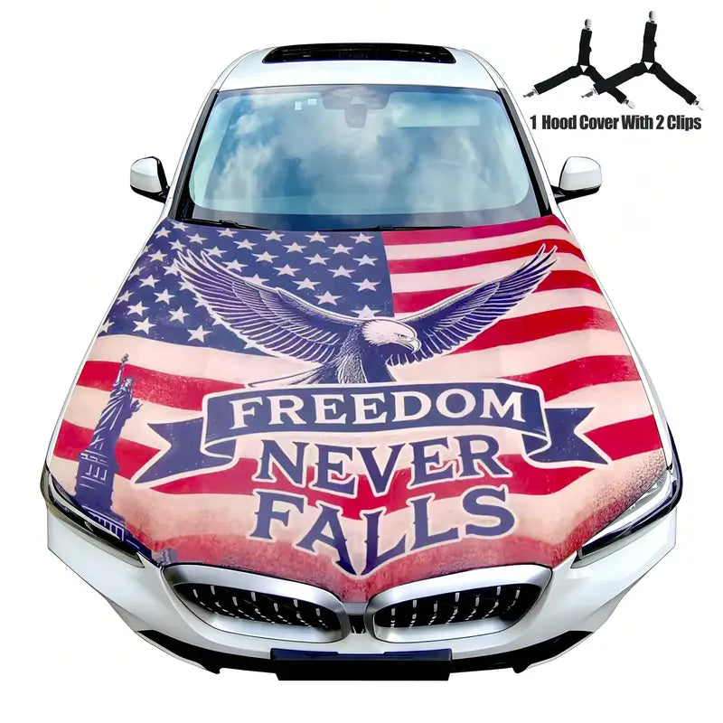 🇺🇸🚗American Flag Car Hood Cover With Dual Triangle Clips