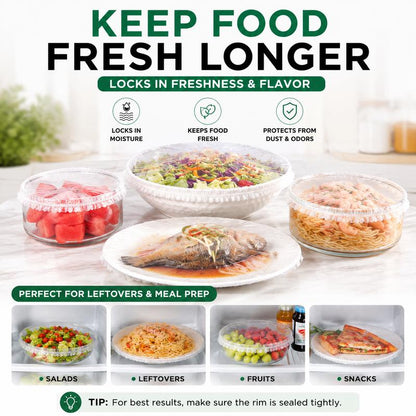 100PCS Disposable Stretch Food Covers for Bowls & Plates, Elastic Bowl Covers