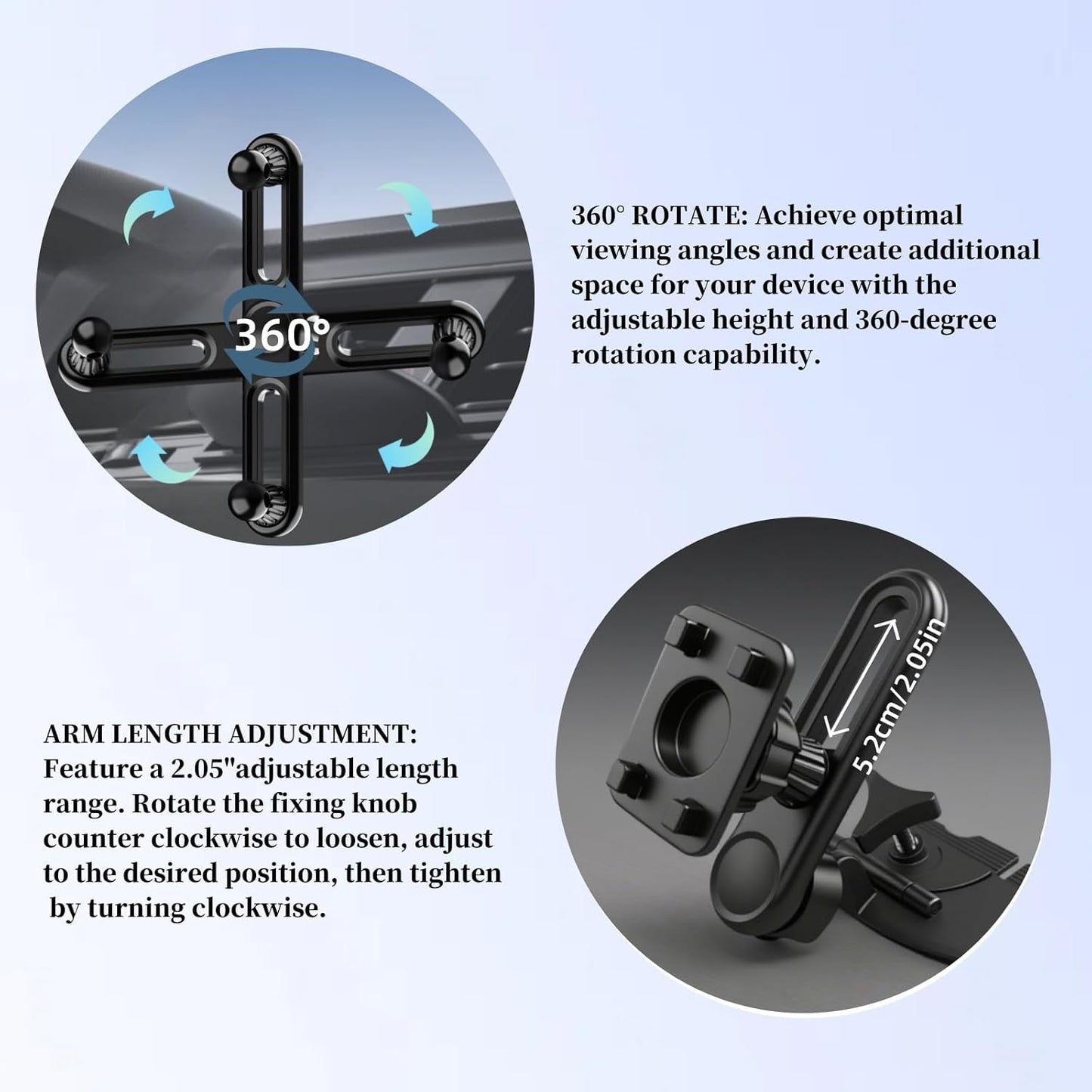 🚗 Adjustable CD Slot CarPlay Mount with 360° Rotation
