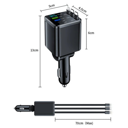 🔋 🚗 7-in-1 Retractable Fast Car Charger with Voltage Display – USB-C, Fast Charging & Essential for Daily Use 📱