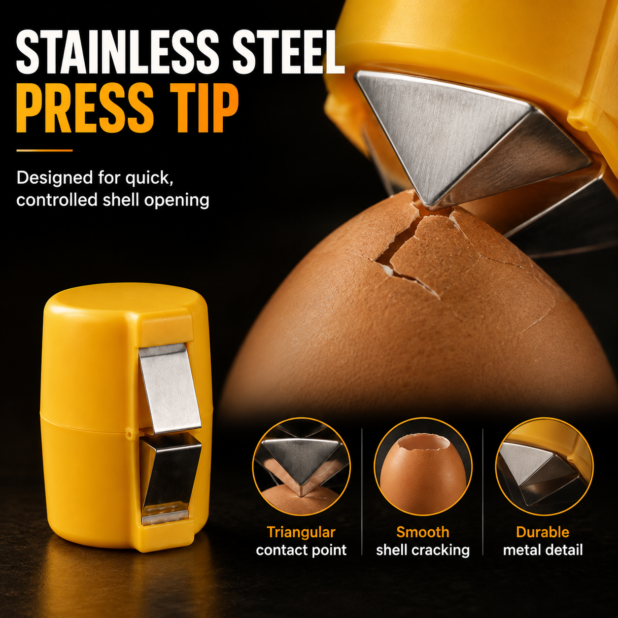 🥚 Household Egg Shell Opener – Crack Eggs Cleanly Without Mess or Broken Shells