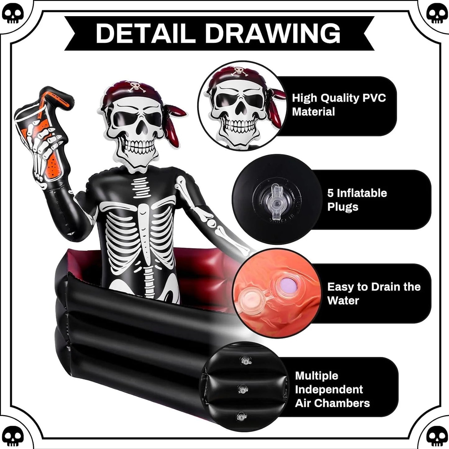 40-Gallon Inflatable Pirate Skeleton Cooler for Halloween
