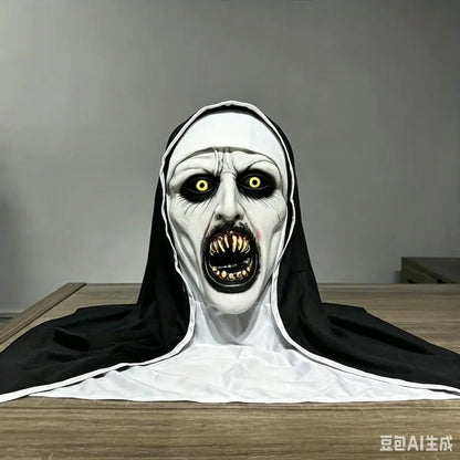 🎃Spooky Qualteus Nun Halloween Mask Latex Handwashable Cosplay Costume Accessory