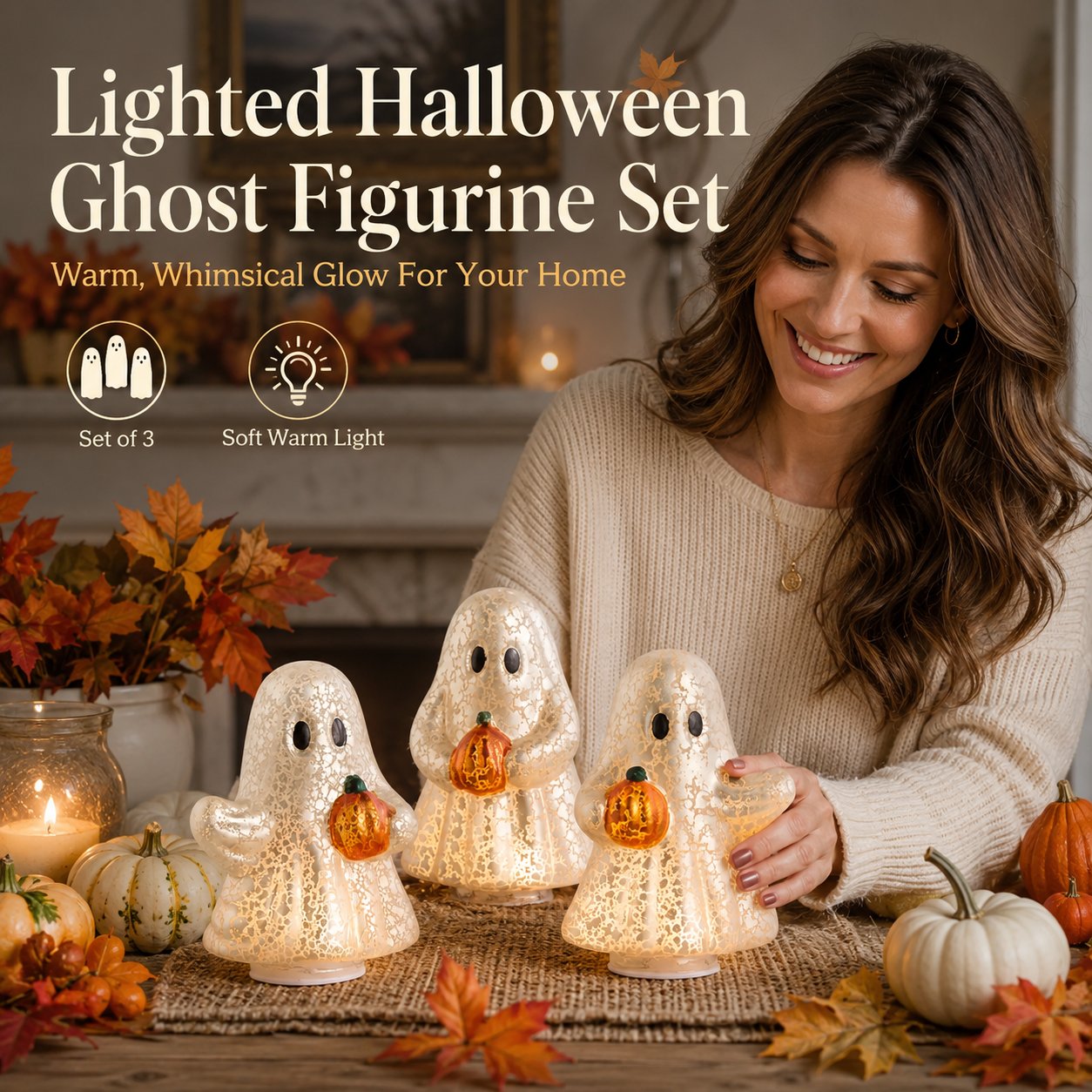 Beleuchtetes Halloween-Geisterfiguren-Set👻🏡