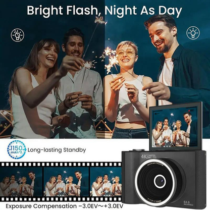 📸✨ 4K Digital Vlogging Camera with 180° Flip Screen & 32GB Card 🎥