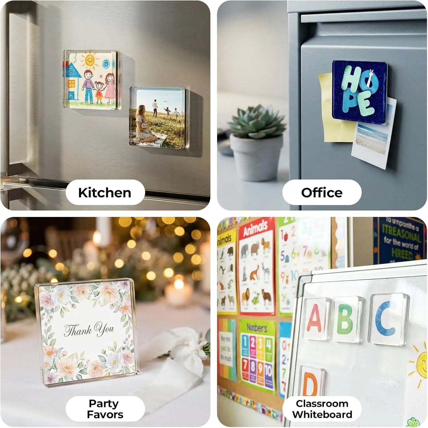 ☀️📸 2"×2" Clear Acrylic Magnetic Photo Frames – DIY Fridge Magnets for Summer Memories 🧲✨