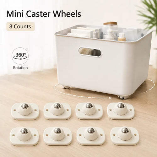 🔥 Hot Sale 🛒 8-Pack Self-Adhesive Mini Caster Wheels 🔄 360° Rotating | 💪 Durable Strong Load | 🔇 Low-Noise Mini Furniture Wheels