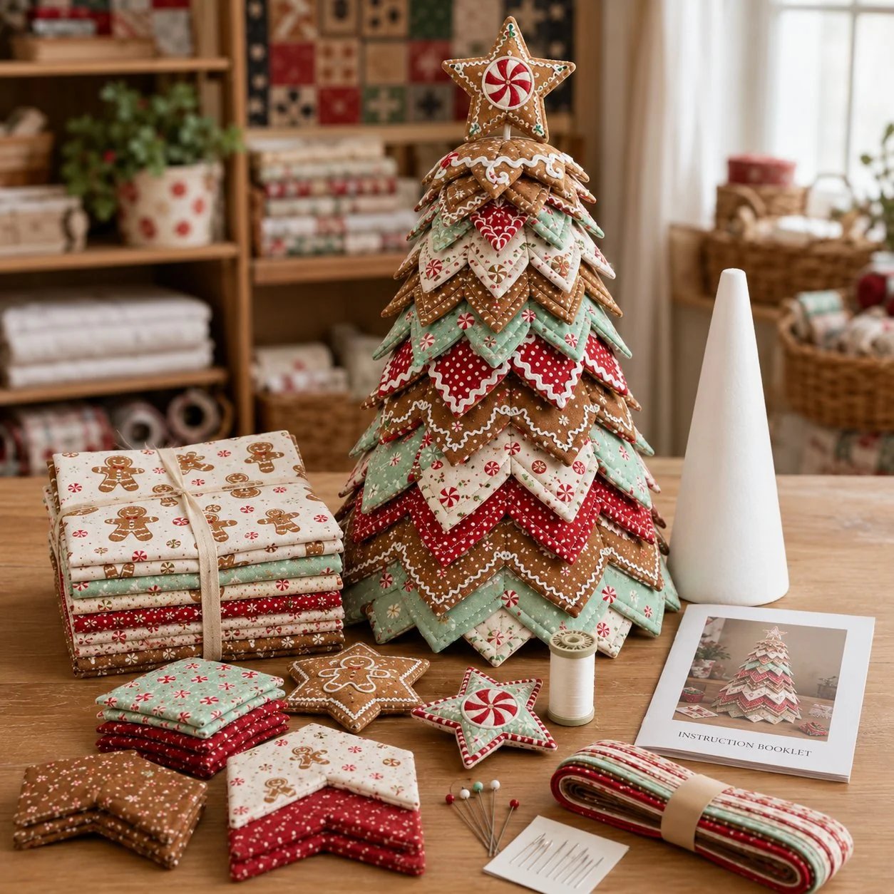 🔥LAST DAY 50% OFF - 🎄DIY Quilted Santa Christmas Tree Kit – Handmade Fabric Holiday Tabletop Tree Decor