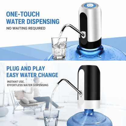 Portable 5 Gallon Water Bottle Pump – USB Rechargeable Electric Water Dispenser with LED Light