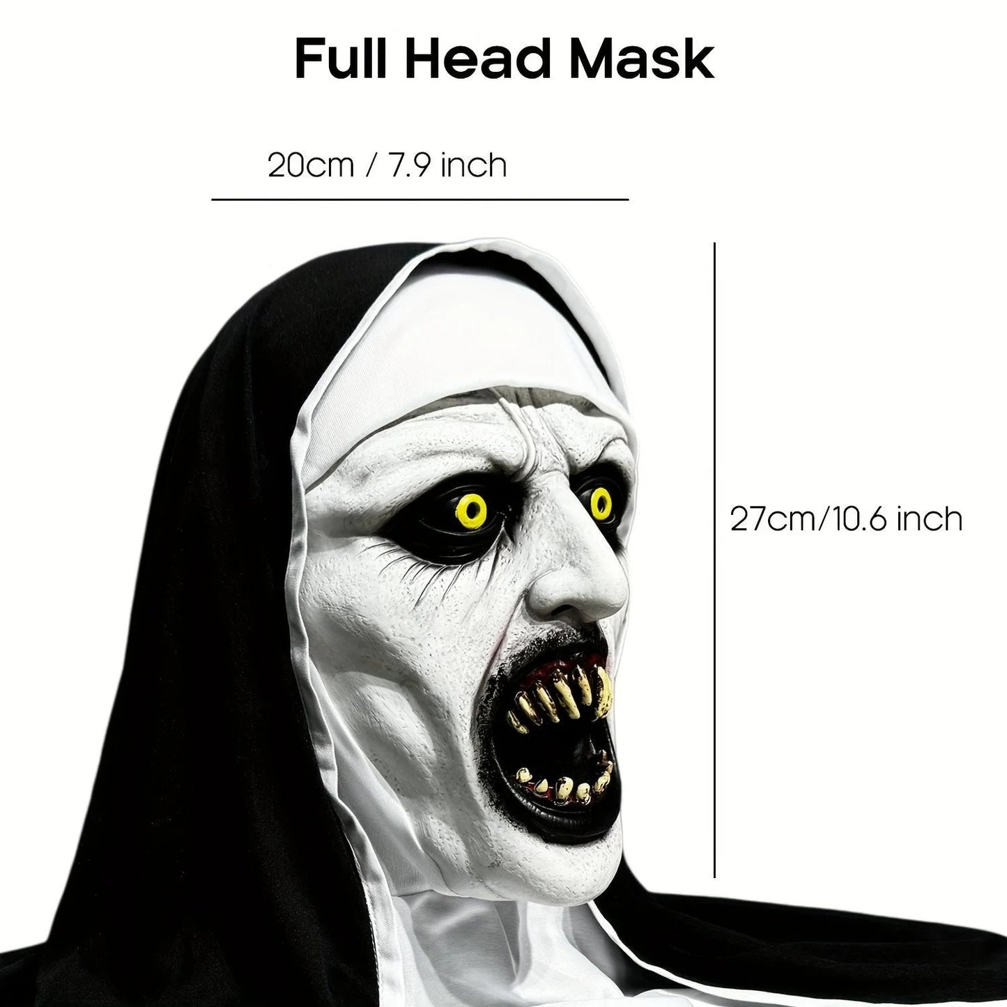 🎃Spooky Qualteus Nun Halloween Mask Latex Handwashable Cosplay Costume Accessory