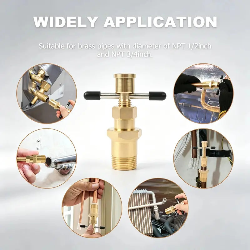✨Compression Sleeve Puller Tool for 1/2' & 3/4' Brass Pipes, Rust-Resistant Ferrule Remover, Pipe Ring Extraction Kit for Corroded/Frozen Supply Stops, Removes Nut & Ferrule Safely – No Pipe Damage (Fits NPT 1/2', 3/4')