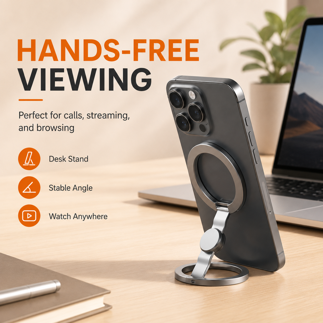 360° Magnetic Phone Stand & Fidget Spinner Combo – Adjustable Grip & Hands-Free Holder
