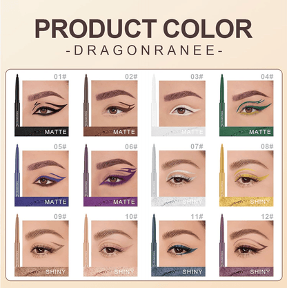 12 Colorful Eyeliner Pen Set, Pearl Glitter Metallic Eye Shadow Pencil