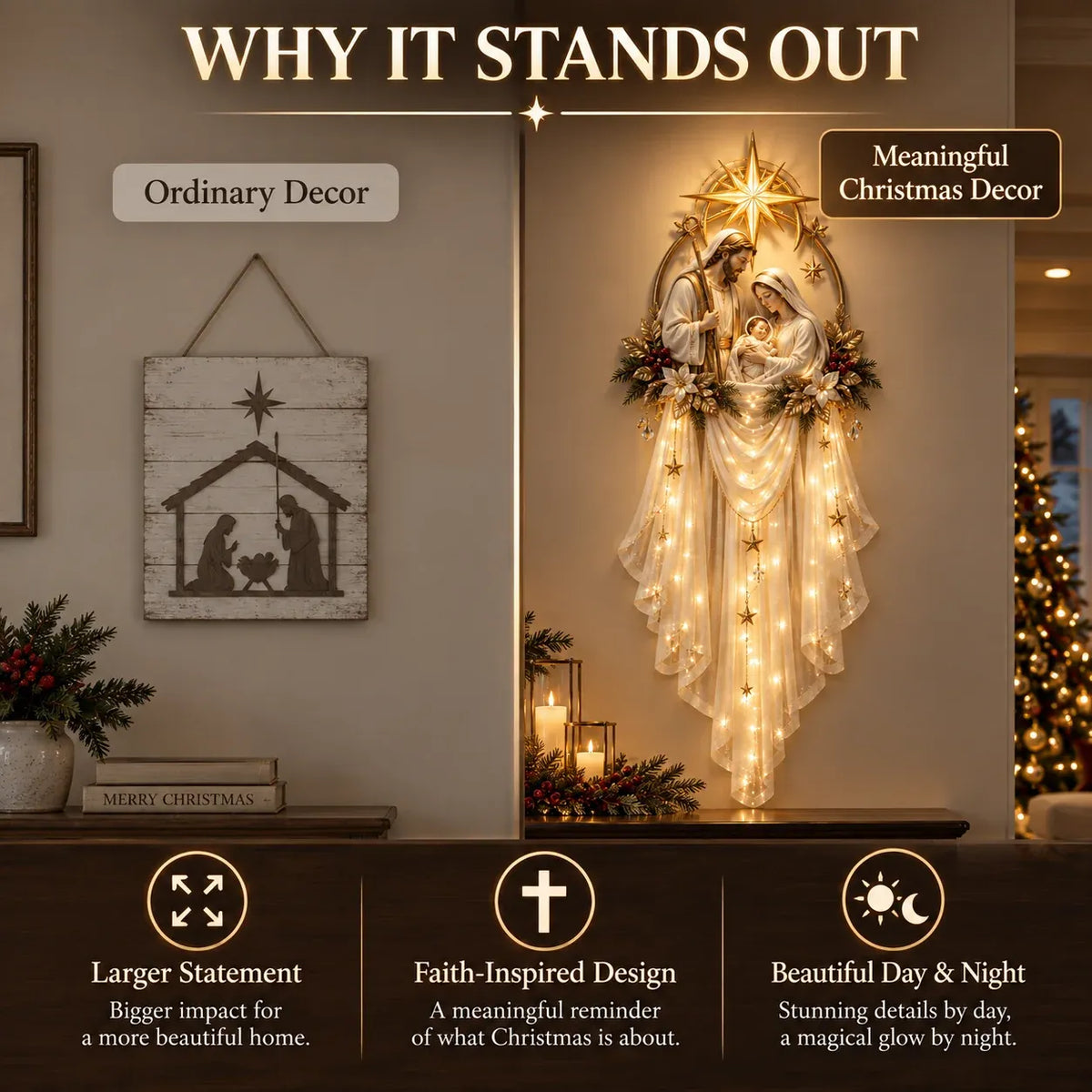 🎁 49% OFF Today | Holy Family Star Veil™ – Meaningful Christmas Wall Decor