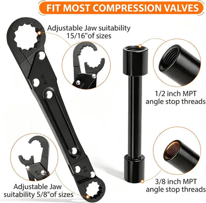 ✨Compression Sleeve Puller Tool for 1/2' & 3/4' Brass Pipes, Rust-Resistant Ferrule Remover, Pipe Ring Extraction Kit for Corroded/Frozen Supply Stops, Removes Nut & Ferrule Safely – No Pipe Damage (Fits NPT 1/2', 3/4')