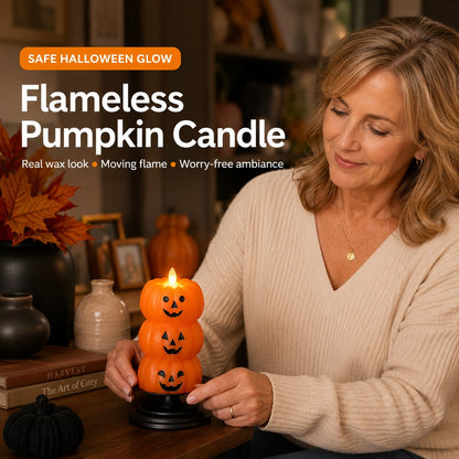 Three Tiered Halloween Pumpkin Flameless Candle Centerpiece