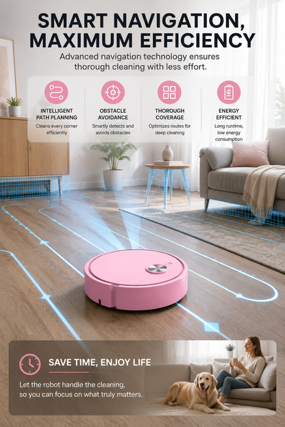 3-in-1 Smart Robot Vacuum & Mop – Powerful Suction for Effortless Daily Cleaning