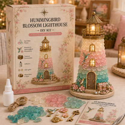 🌊🧜‍♀️✨ DIY Sea Glass Lighthouse Kit 🎨🗼– Light-Up Coastal Craft & Handmade Home Decor 🏠💡🏖️