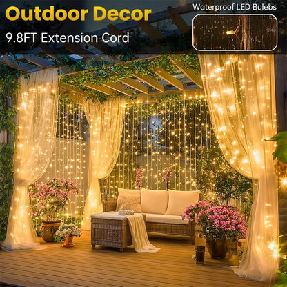 ✨ Remote Controlled LED Curtain Fairy Lights | 9.8×9.8ft