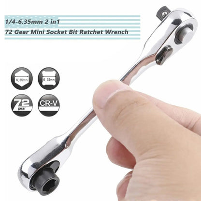 🔥Limited-time discount of 49%🔥1/4-inch Mini Double-Ended Ratchet Wrench, Silver, 72 Teeth, 5° Quick Release Tool🔧