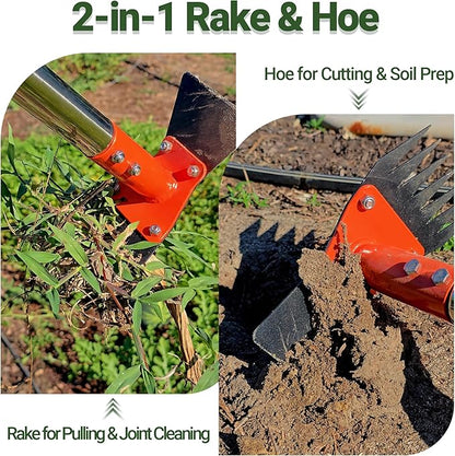 🌱2‑in‑1 Garden Hoe & Weed Puller Rake | 60" Adjustable Long‑Handle Weeding Tool