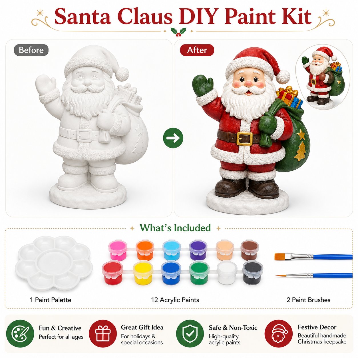 - 🎨 Beginner-Friendly DIY Christmas Figurine Painting Kit | Create Your Own Festive Holiday Decorations 🎄💕