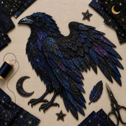 🌙 Beginner-Friendly Mythic Wilds DIY Patchwork Art Kit – Complete Sewing Craft Set 💕