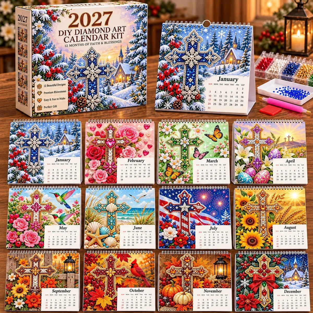 ✝️💎 2027 Faith & Blessings DIY Diamond Art Calendar Kit (📦Buy 2 Free Shipping)