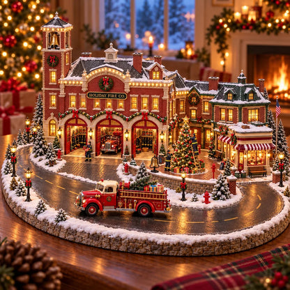 Christmas Fire Rescue Village 🚒🎄 – Lighted Holiday Scene Featuring Festive Firefighters 🚒✨