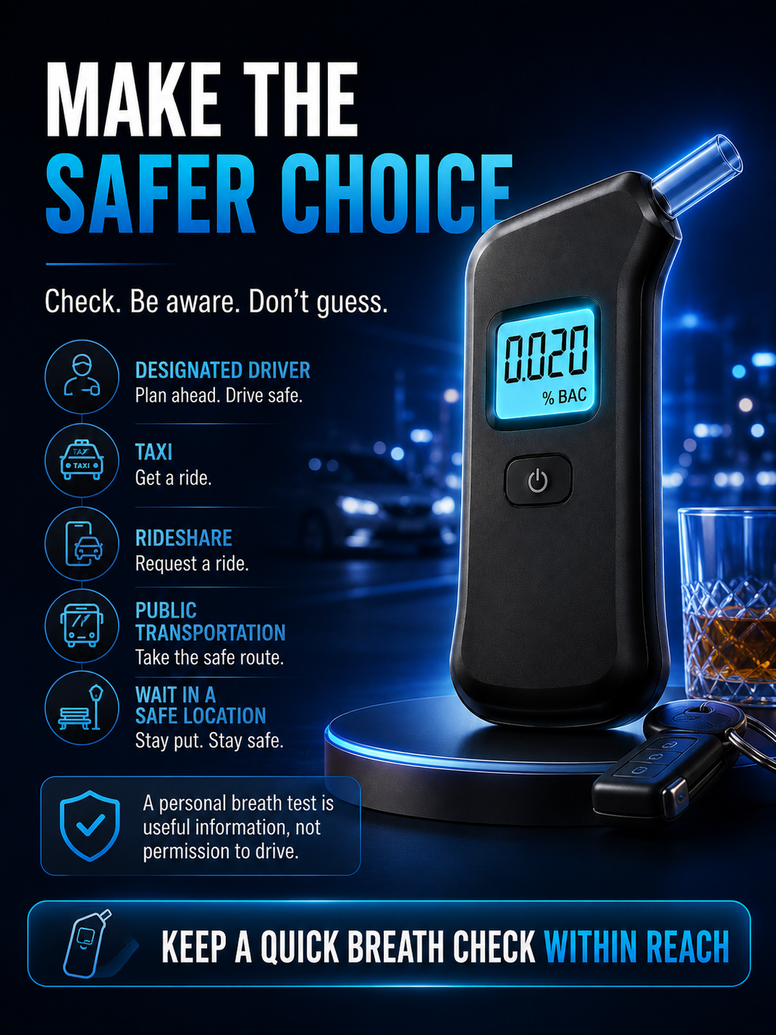 🍷🚫Portable breath alcohol tester