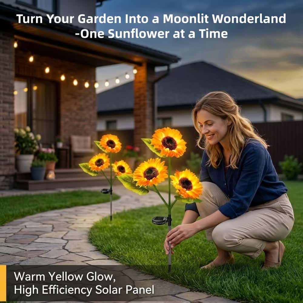 2026 UPGRADED Solar Sunflowers – Hyper-Realistic Petals, Stunning Shadow Projections & Dusk-to-Dawn Garden Magic 🌻