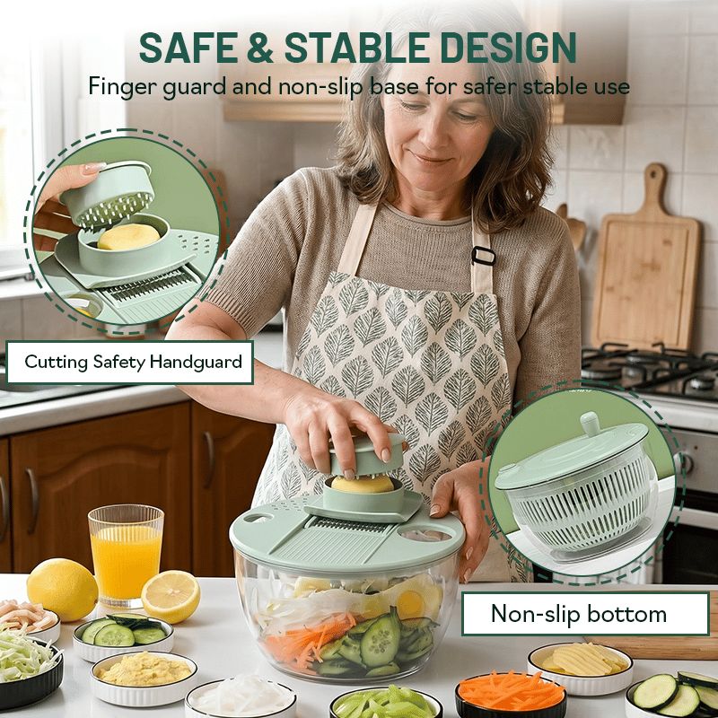 3-in-1 Salad Spinner Pro – Wash, Slice & Dry in Seconds