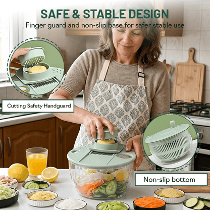 3-in-1 Salad Spinner Pro – Wash, Slice & Dry in Seconds