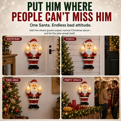 🎅 Mischievous Light-Up Middle Finger Santa Christmas Decor