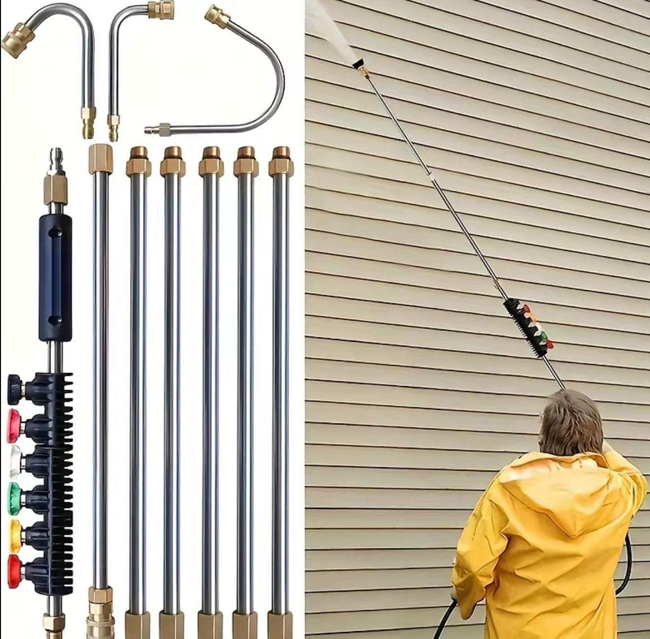 🔥 10-Piece Pressure Washer Rod Set 💦 –⚡Extend your reach and make tough outdoor cleaning faster, safer, and easier! 🏠✨