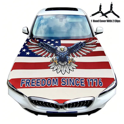 🇺🇸🚗American Flag Car Hood Cover With Dual Triangle Clips