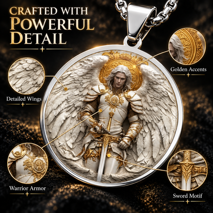 🔥Angel Warrior Pendant Necklace for Men — Faith, Strength & Protection
