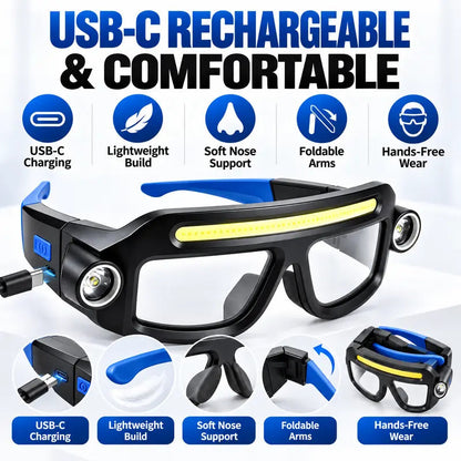🎁 Rechargeable LED Glasses Light – Hands-Free Lighting for Repairs & Outdoor Adventures