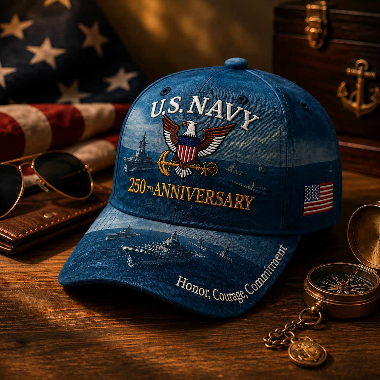 ⚓U.S. Navy 250th Anniversary Commemorative Embroidered Cap 🇺🇸