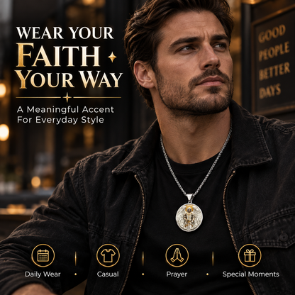 🔥Angel Warrior Pendant Necklace for Men — Faith, Strength & Protection