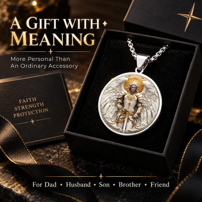 🔥Angel Warrior Pendant Necklace for Men — Faith, Strength & Protection