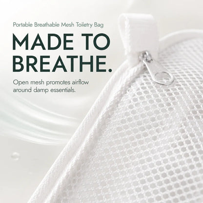 Portable Quick-Dry Mesh Toiletry Bags – Hanging Travel Organizers with Toothbrush Slots