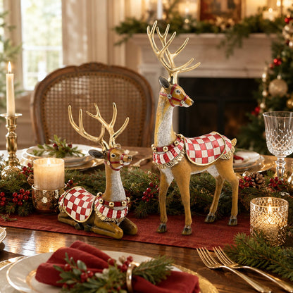🎄Christmas in August Favorite: Handcrafted Set of 2 Classic Saddle Deer 🎁