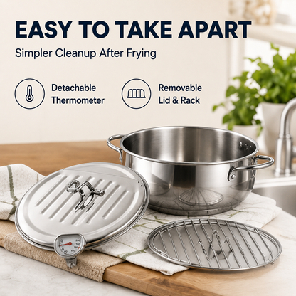 🍗 304 Stainless Steel Stovetop Deep Fryer Pot – With Thermometer 🍟